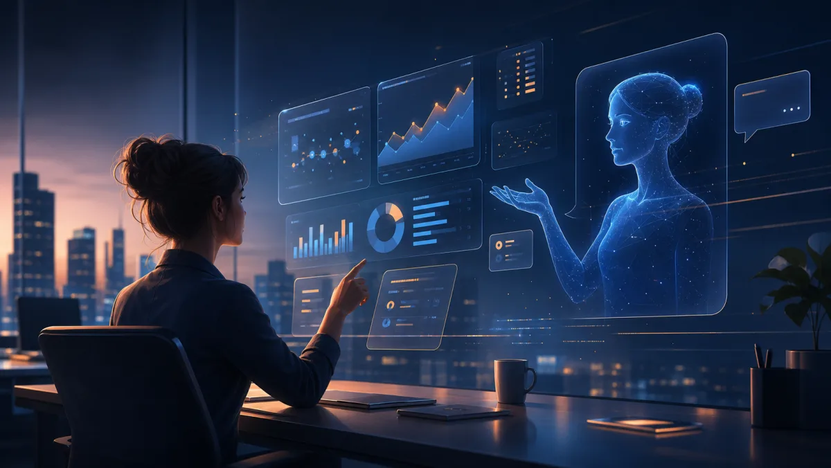 Business user asking an AI assistant questions and receiving visual analytics answers